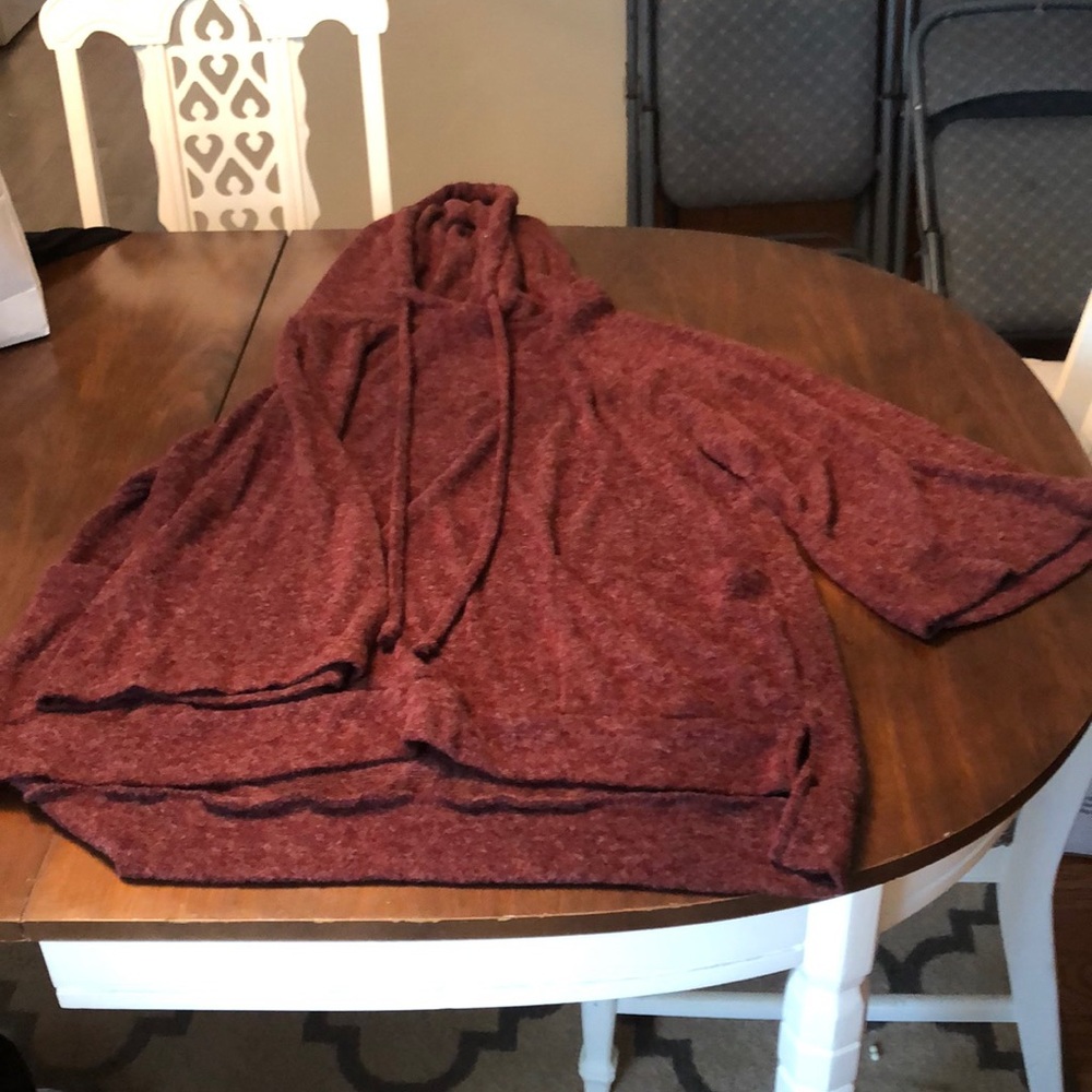 Maroon hoodie with bell sleeves
